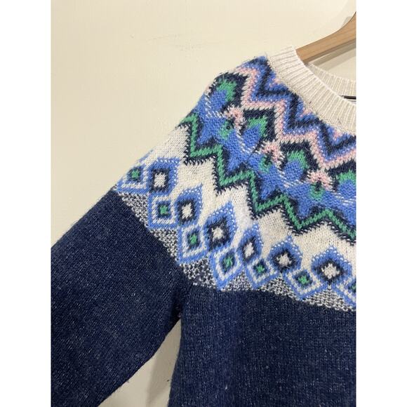 Nordic Scandi Lopapeysa Wool Blend Sweater L Chunky Knit Cottagecore Cozy - Picture 4 of 13